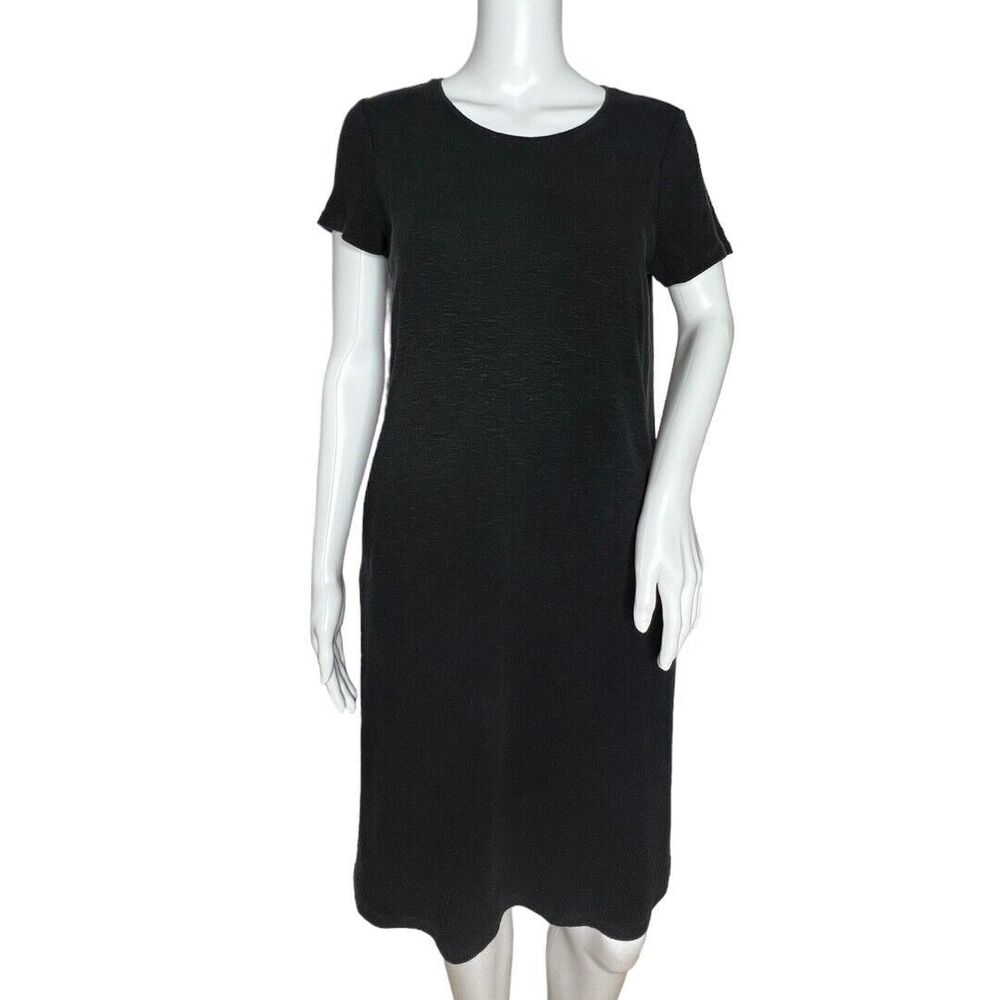 Pure Jill J Jill Women XS Black Short Sleeve Shift Dress Minimalist Quiet Luxury